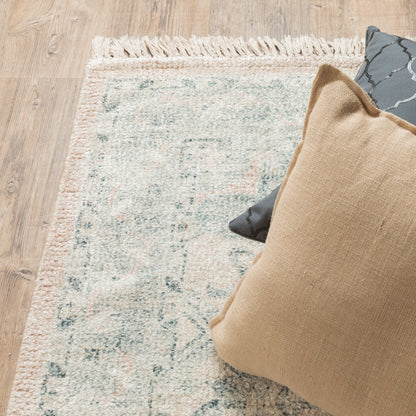 Malabar Medallion Beige/ Grey Distressed Cut Pile Rug