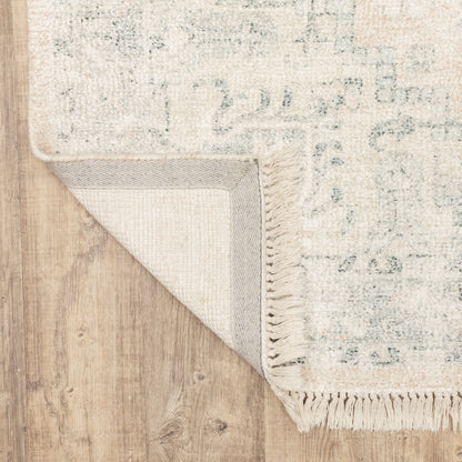 Malabar Medallion Beige/ Grey Distressed Cut Pile Rug