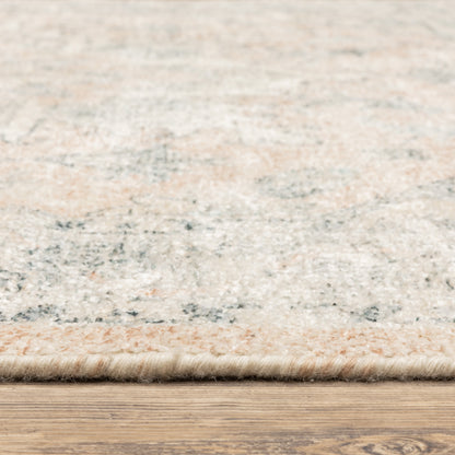 Malabar Medallion Beige/ Grey Distressed Cut Pile Rug
