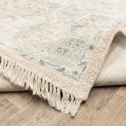 Malabar Medallion Beige/ Grey Distressed Cut Pile Rug