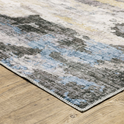 Malibu Distressed Ivory/ Grey Abstract Flat Weave Rug