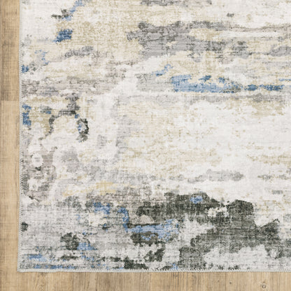 Malibu Distressed Ivory/ Grey Abstract Flat Weave Rug