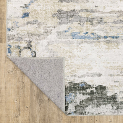 Malibu Distressed Ivory/ Grey Abstract Flat Weave Rug