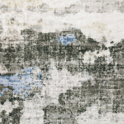 Malibu Distressed Ivory/ Grey Abstract Flat Weave Rug