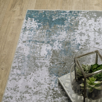 Malibu Distressed Ivory/ Grey Abstract Flat Weave Rug