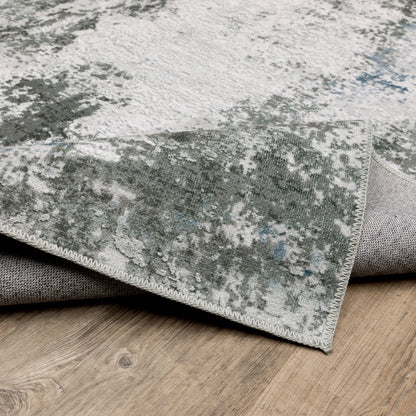 Malibu Distressed Ivory/ Grey Abstract Flat Weave Rug