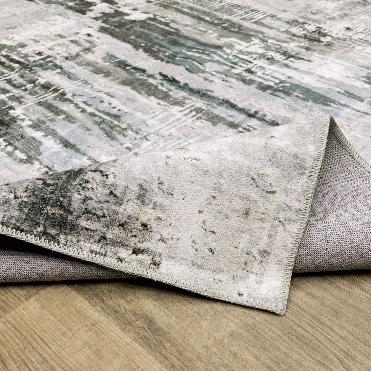 Malibu Distressed Grey/ Multi Abstract Flat Weave Rug