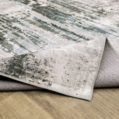 Malibu Distressed Grey/ Multi Abstract Flat Weave Rug
