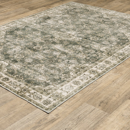 Malibu Distressed Blue/ Beige Oriental Flat Weave Rug