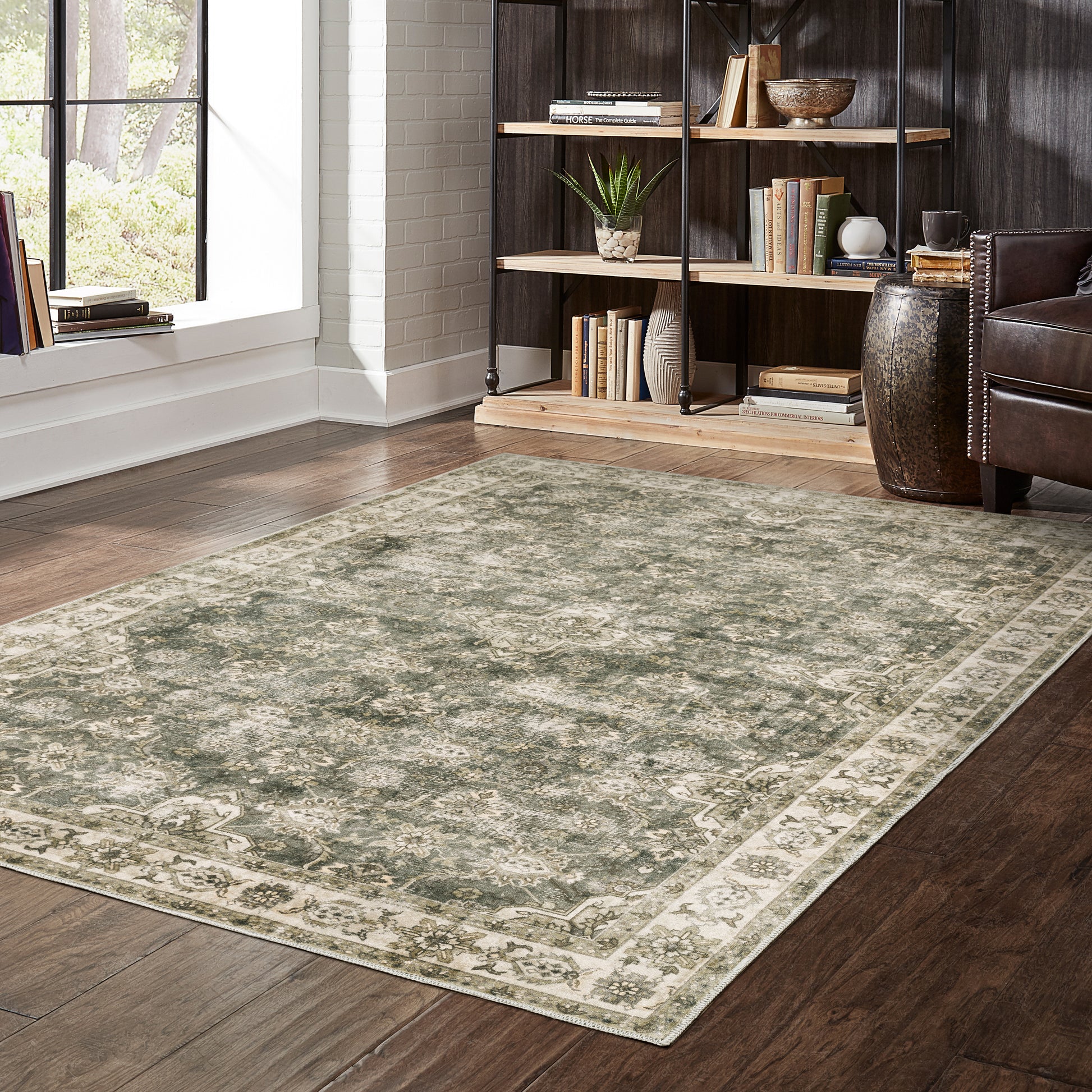 Malibu Distressed Blue/ Beige Oriental Flat Weave Rug