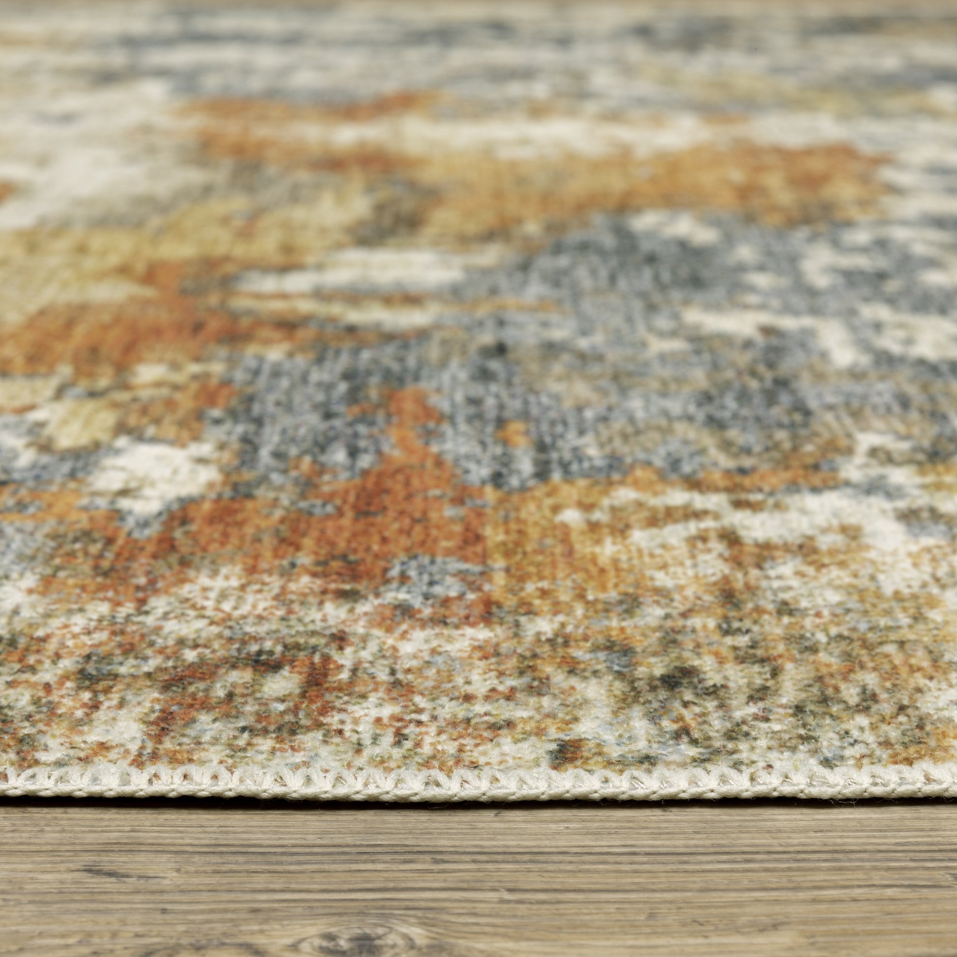 Malibu Distressed Blue/ Gold Abstract Flat Weave Rug
