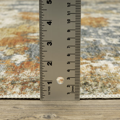 Malibu Distressed Blue/ Gold Abstract Flat Weave Rug