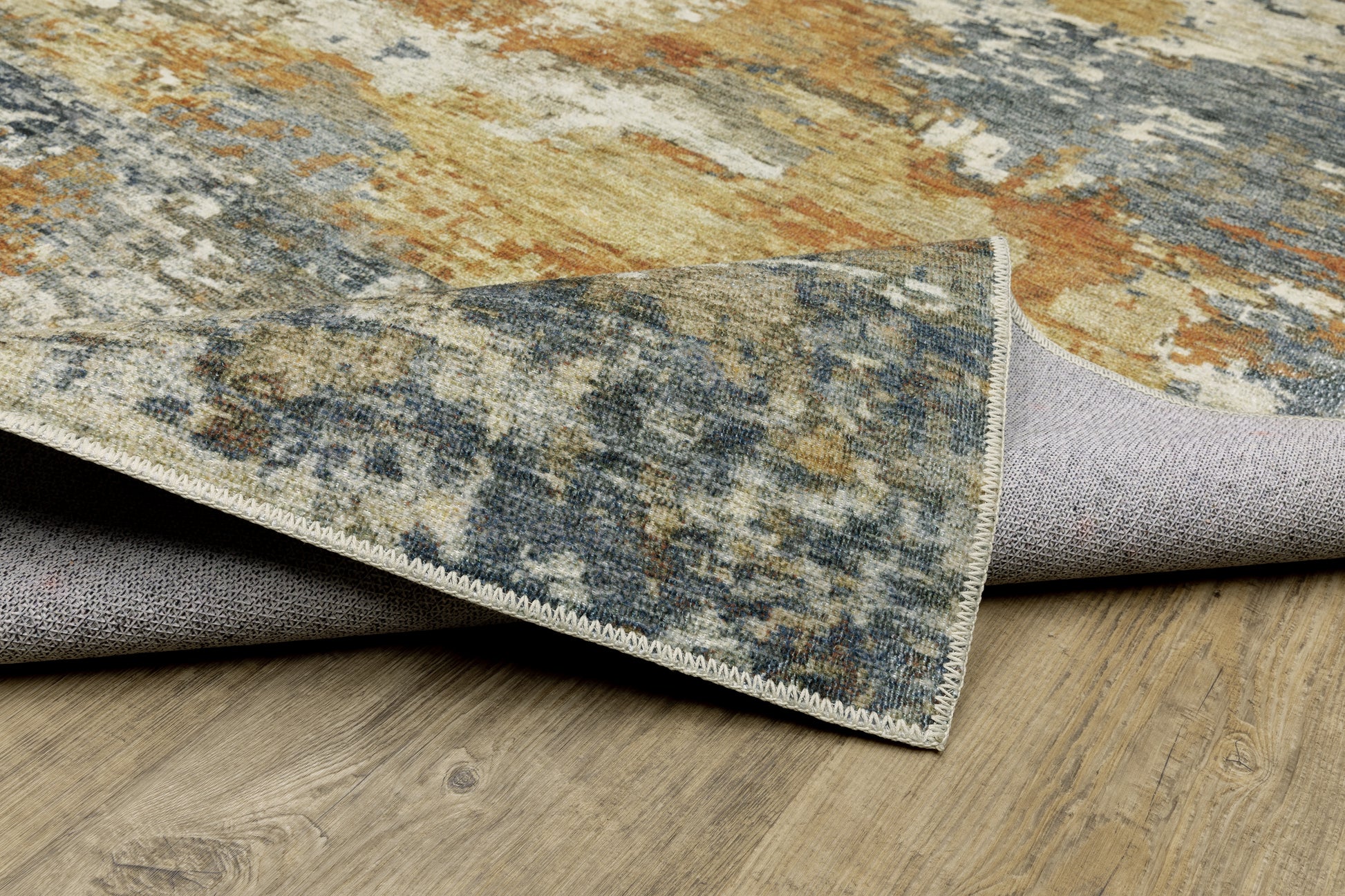 Malibu Distressed Blue/ Gold Abstract Flat Weave Rug