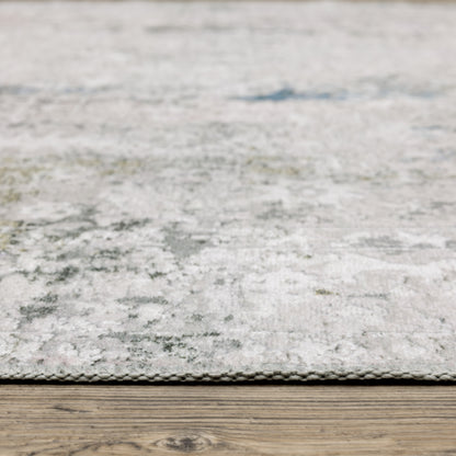 Malibu Distressed Ivory/ Blue Abstract Flat Weave Rug