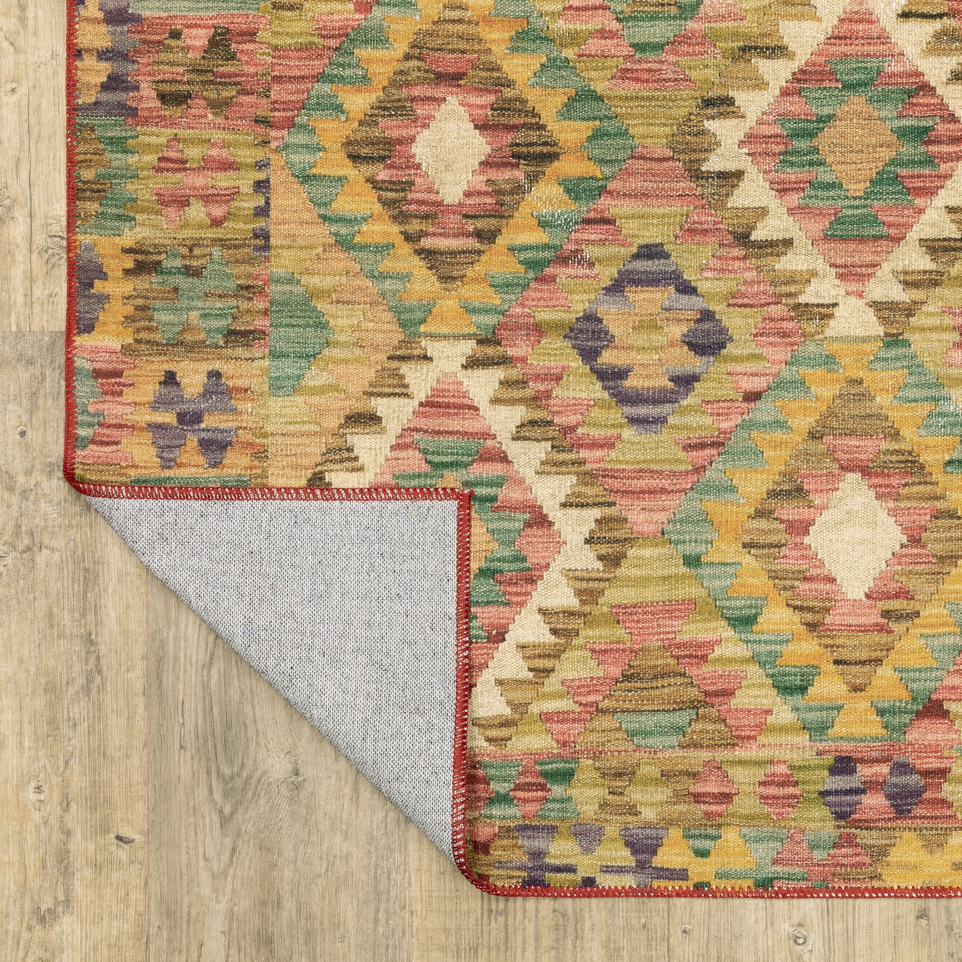 Malibu Distressed Gold/ Multi Southwest/Lodge Flat Weave Rug