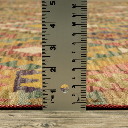 Malibu Distressed Gold/ Multi Southwest/Lodge Flat Weave Rug