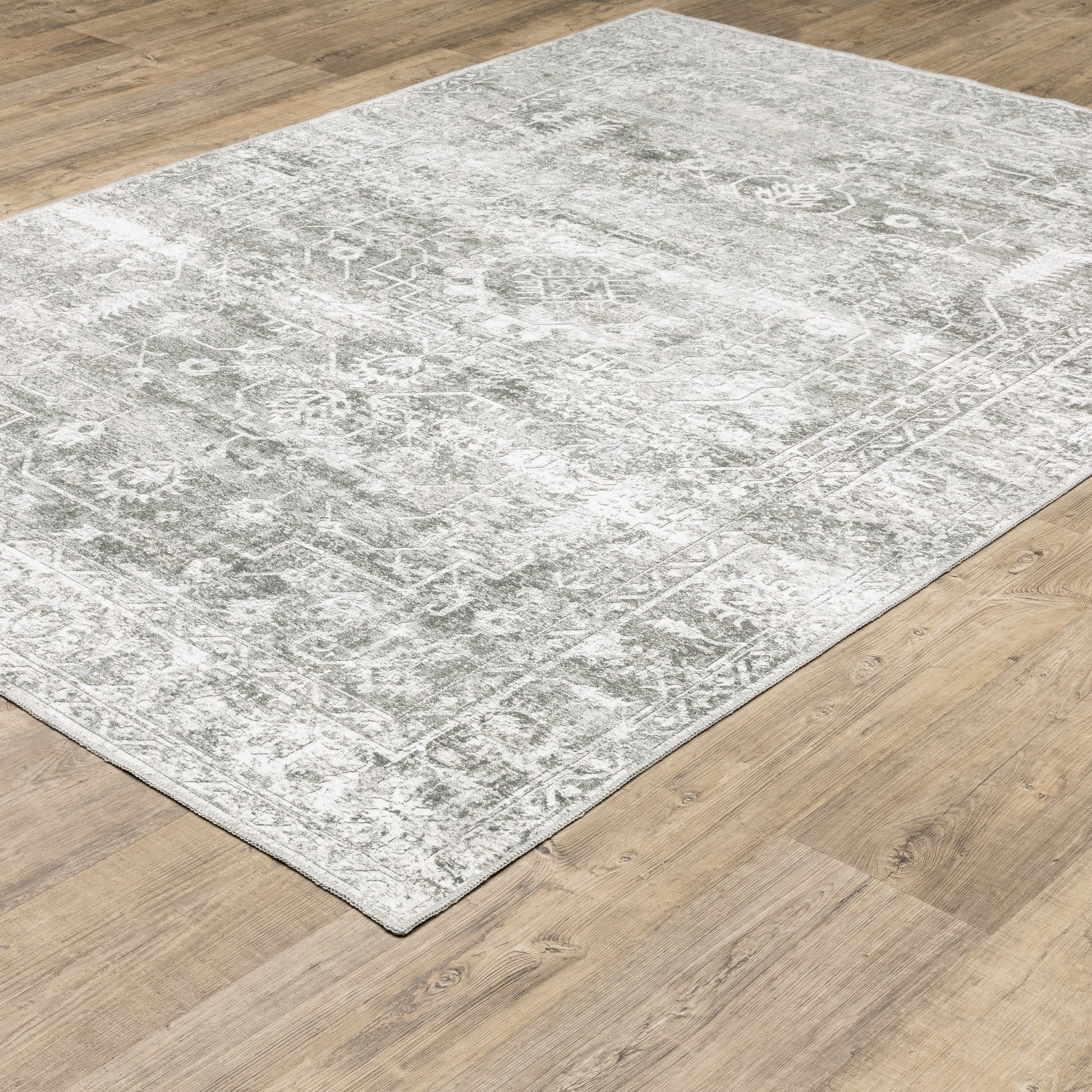 Malibu Distressed Grey/ Ivory Oriental Flat Weave Rug