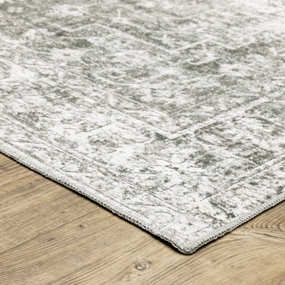 Malibu Distressed Grey/ Ivory Oriental Flat Weave Rug