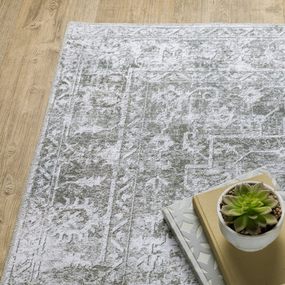 Malibu Distressed Grey/ Ivory Oriental Flat Weave Rug