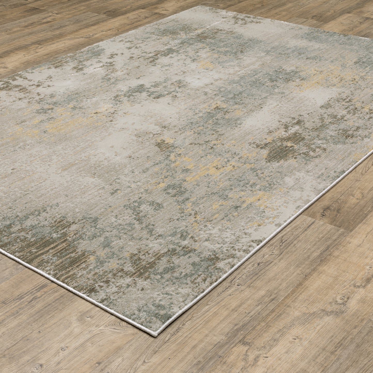 Mallory Distressed Beige/ Yellow Abstract Cut Pile Rug