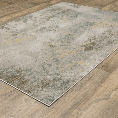 Mallory Distressed Beige/ Yellow Abstract Cut Pile Rug