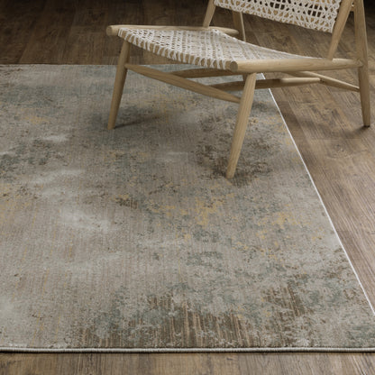 Mallory Distressed Beige/ Yellow Abstract Cut Pile Rug