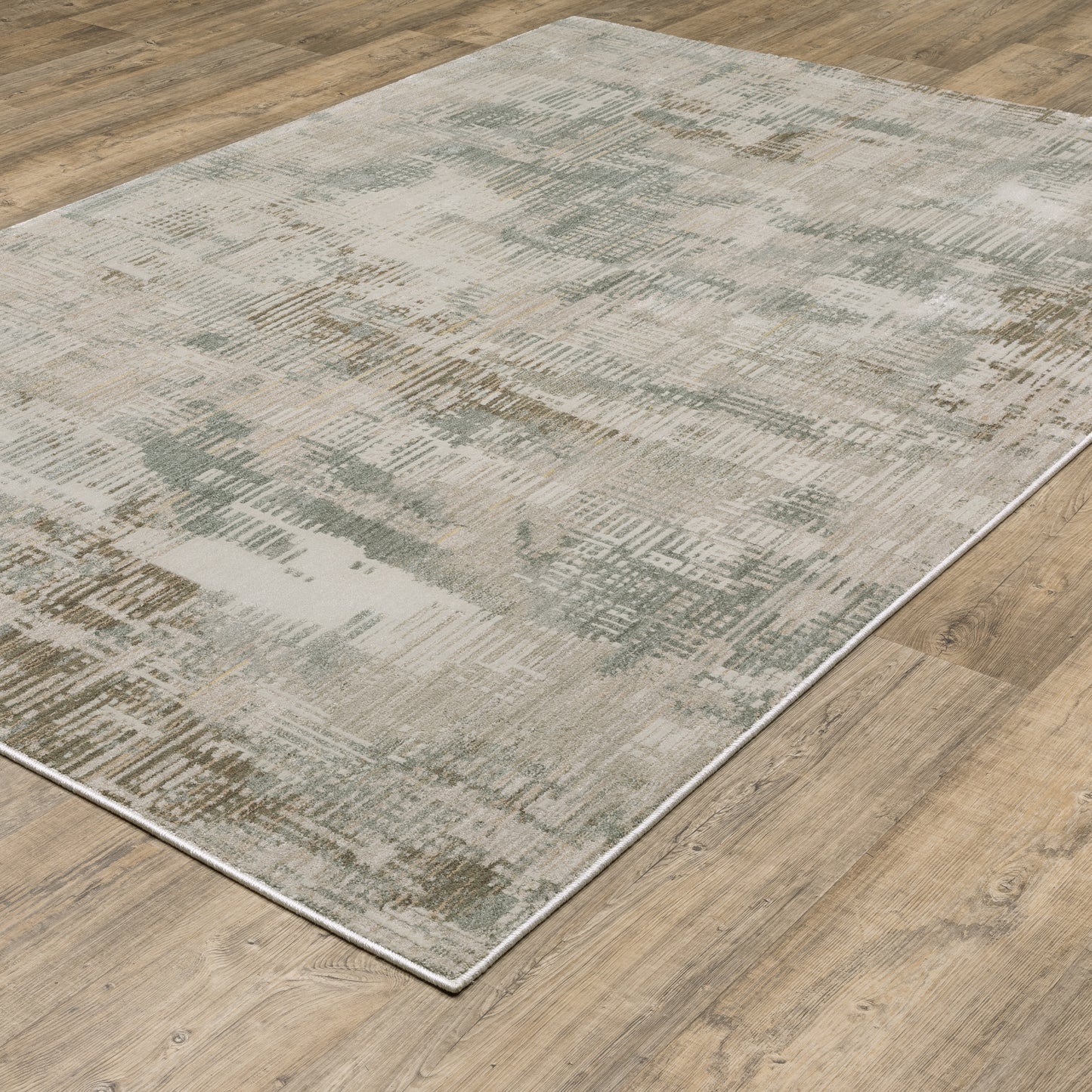 Mallory Distressed Beige/ Blue Abstract Cut Pile Rug