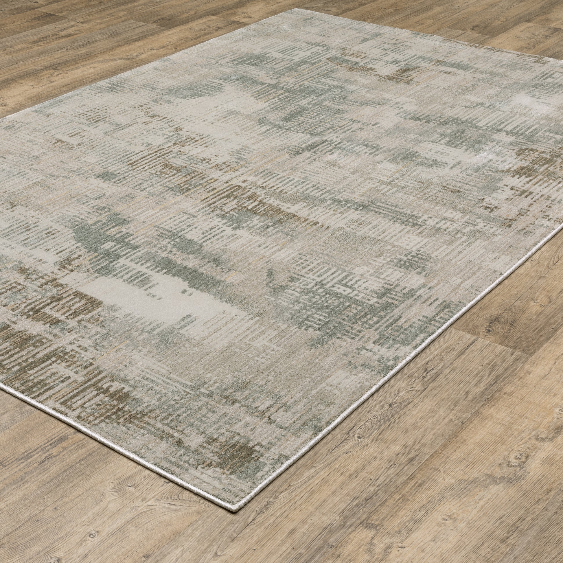 Mallory Distressed Beige/ Blue Abstract Cut Pile Rug