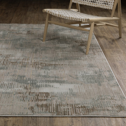 Mallory Distressed Beige/ Blue Abstract Cut Pile Rug