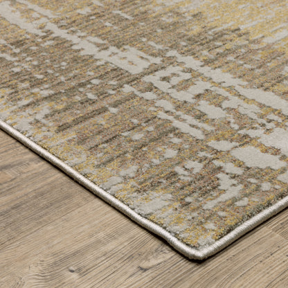 Mallory Stripe Gold/ Brown Distressed Cut Pile Rug