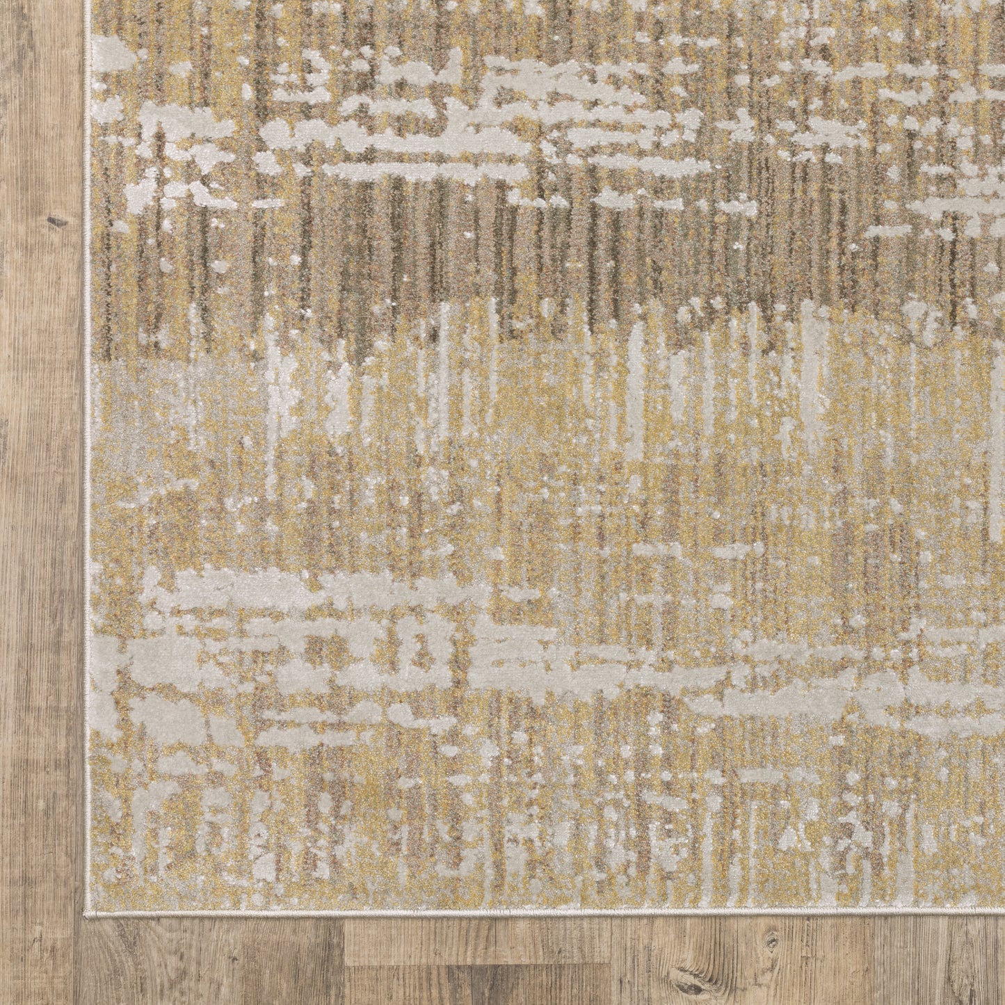 Mallory Stripe Gold/ Brown Distressed Cut Pile Rug