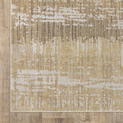 Mallory Stripe Gold/ Brown Distressed Cut Pile Rug