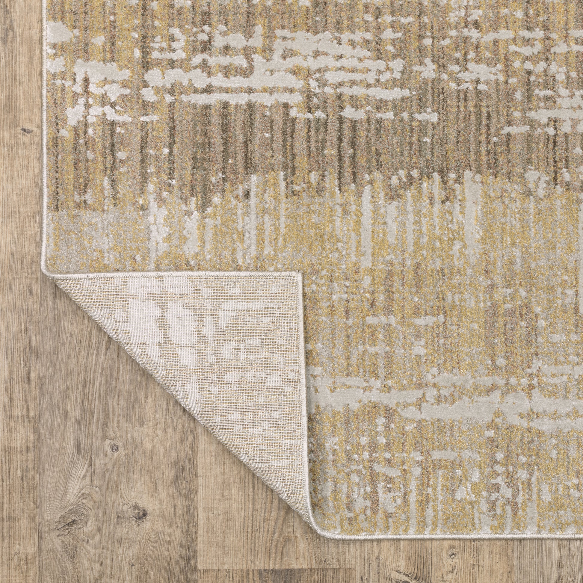 Mallory Stripe Gold/ Brown Distressed Cut Pile Rug