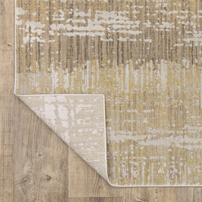 Mallory Stripe Gold/ Brown Distressed Cut Pile Rug