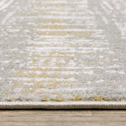 Mallory Stripe Gold/ Brown Distressed Cut Pile Rug