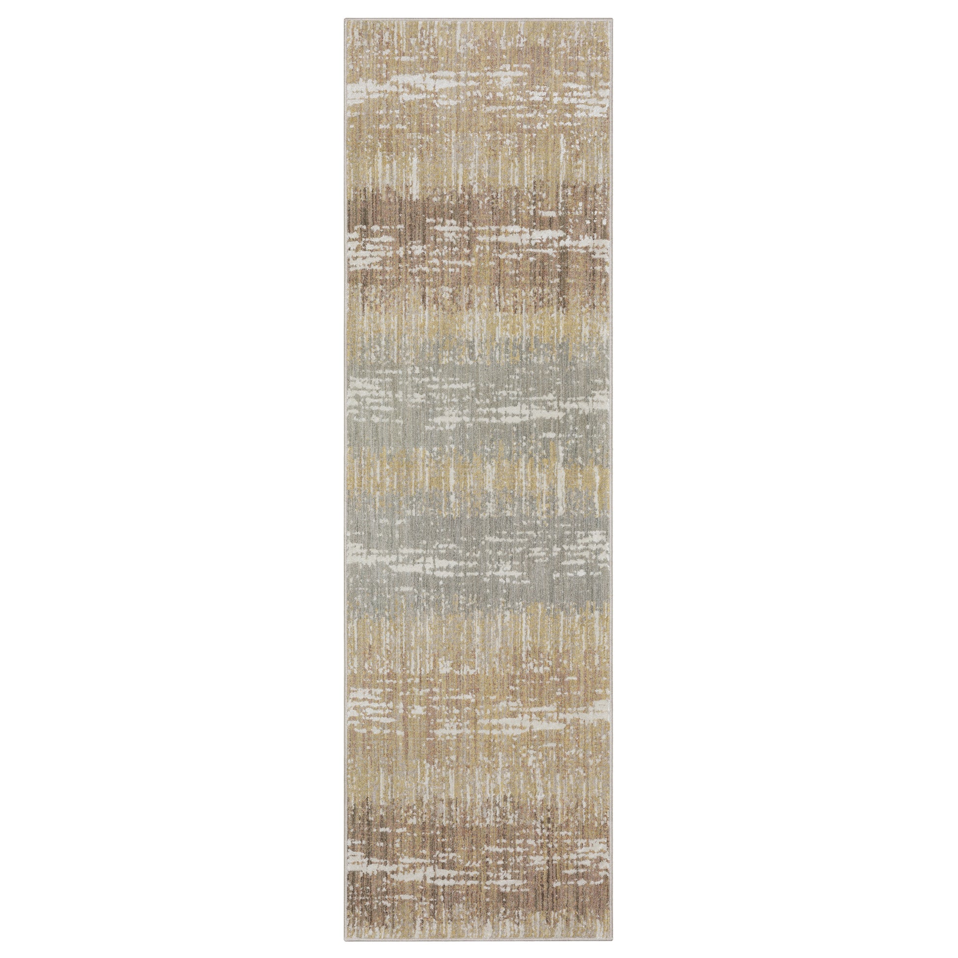 Mallory Mal06 Gold/ Brown Stripe Distressed Rug