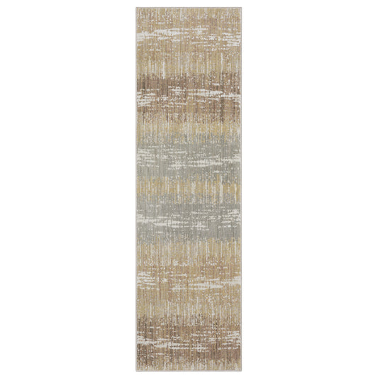 Mallory Mal06 Gold/ Brown Stripe Distressed Rug