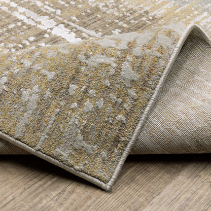 Mallory Stripe Gold/ Brown Distressed Cut Pile Rug