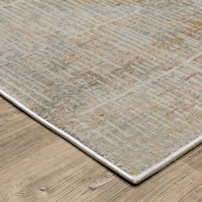 Mallory Stripe Beige/ Multi Distressed Cut Pile Rug
