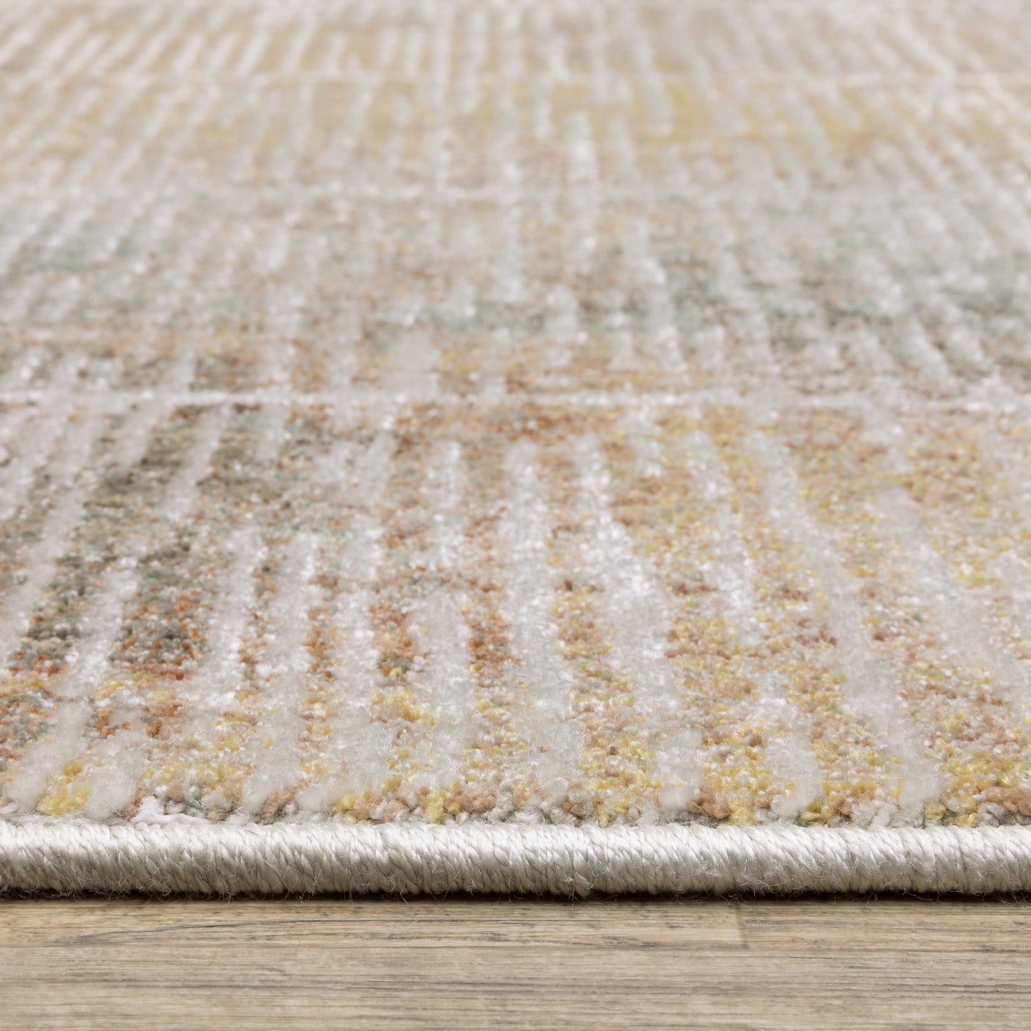 Mallory Stripe Beige/ Multi Distressed Cut Pile Rug