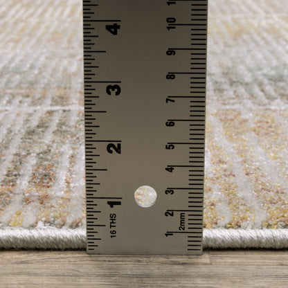 Mallory Stripe Beige/ Multi Distressed Cut Pile Rug