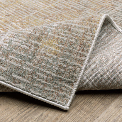 Mallory Stripe Beige/ Multi Distressed Cut Pile Rug
