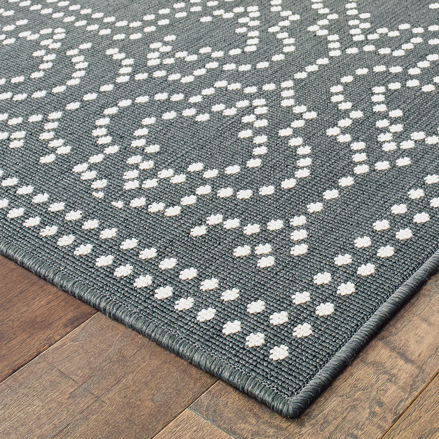 Marina Outdoor Grey/ Ivory Border Loop Pile Rug
