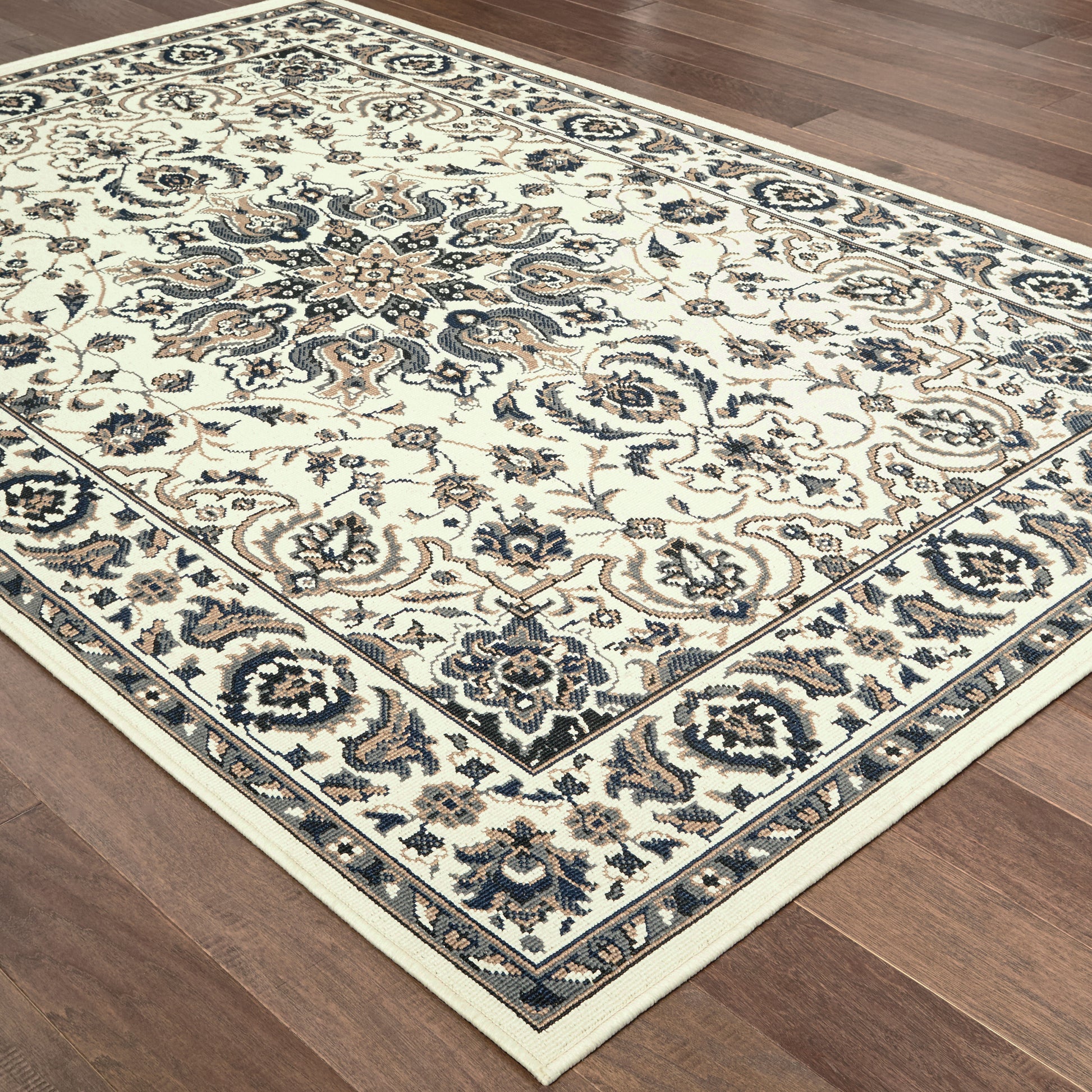 Marina Medallion Ivory/ Navy Outdoor Loop Pile Rug