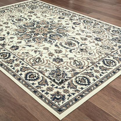Marina Medallion Ivory/ Navy Outdoor Loop Pile Rug