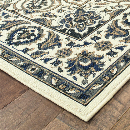 Marina Medallion Ivory/ Navy Outdoor Loop Pile Rug