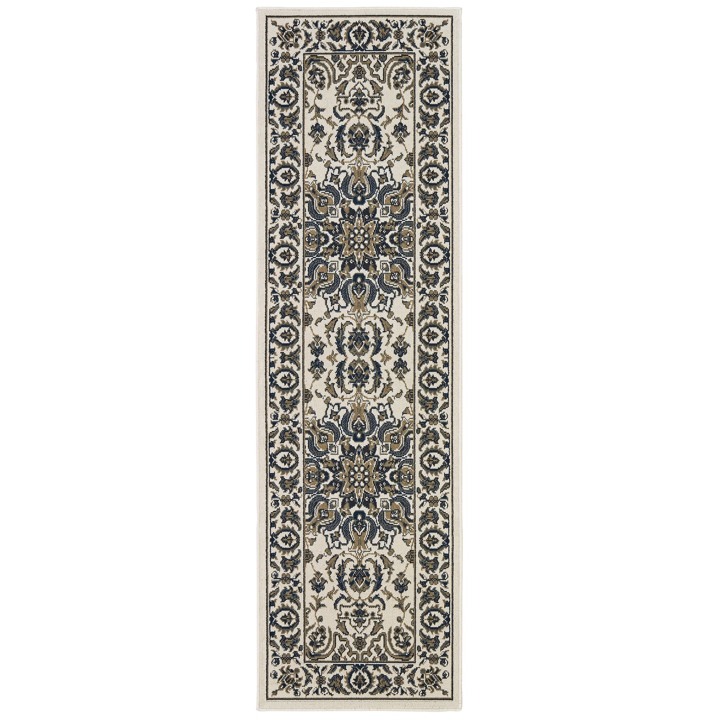 Marina Medallion Ivory/ Navy Outdoor Loop Pile Rug