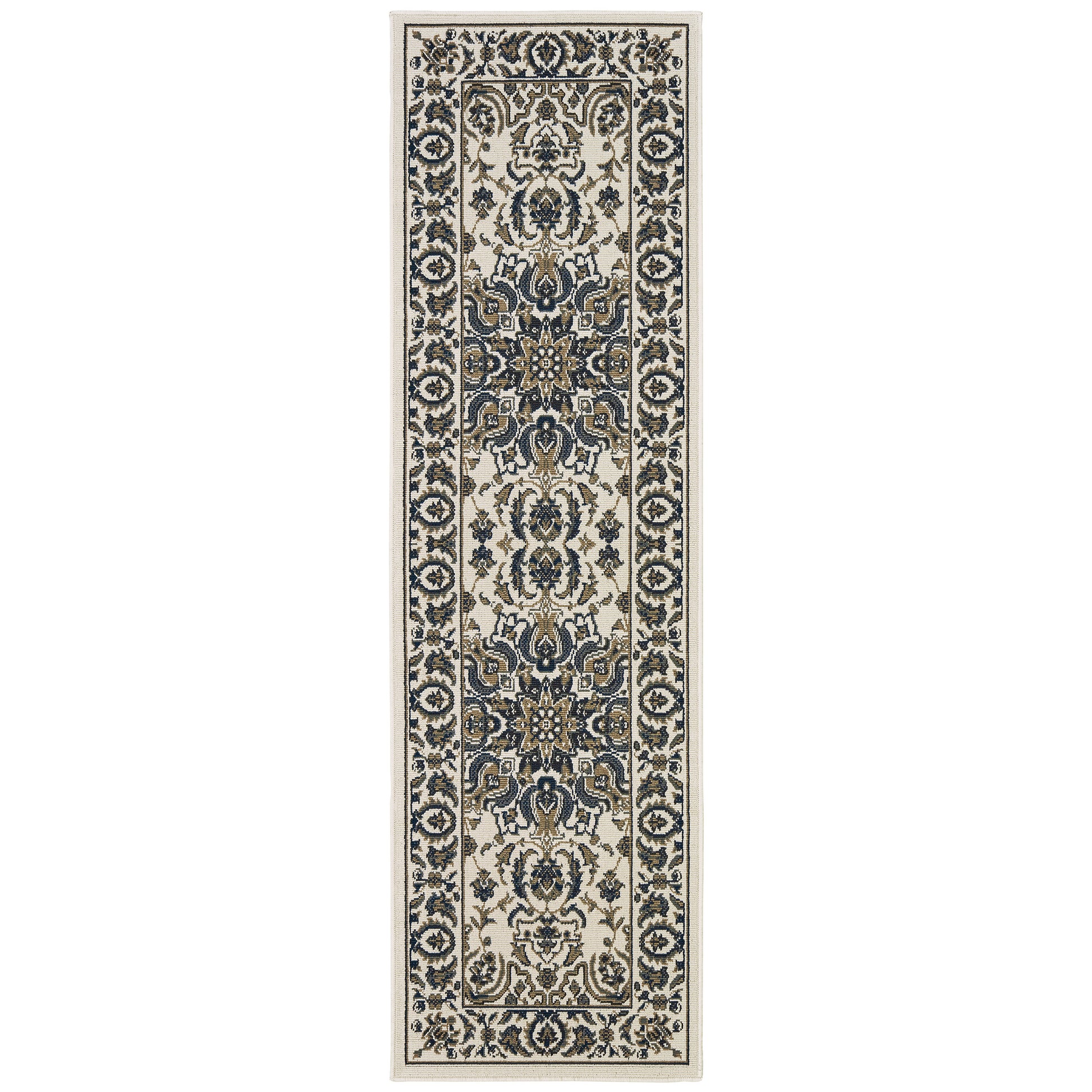Marina Medallion Ivory/ Navy Outdoor Loop Pile Rug