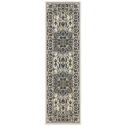Marina Medallion Ivory/ Navy Outdoor Loop Pile Rug