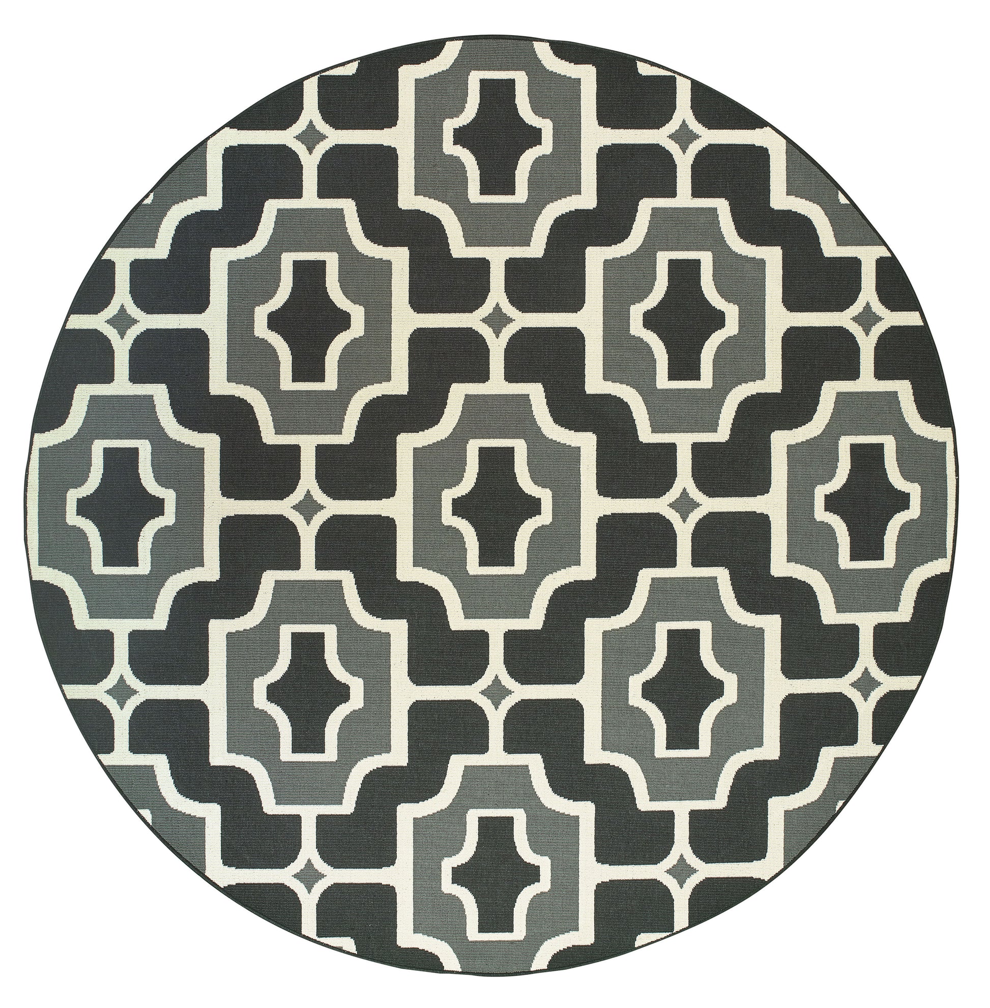 Marina 1491Z Black/ Grey Outdoor Trefoil Rug